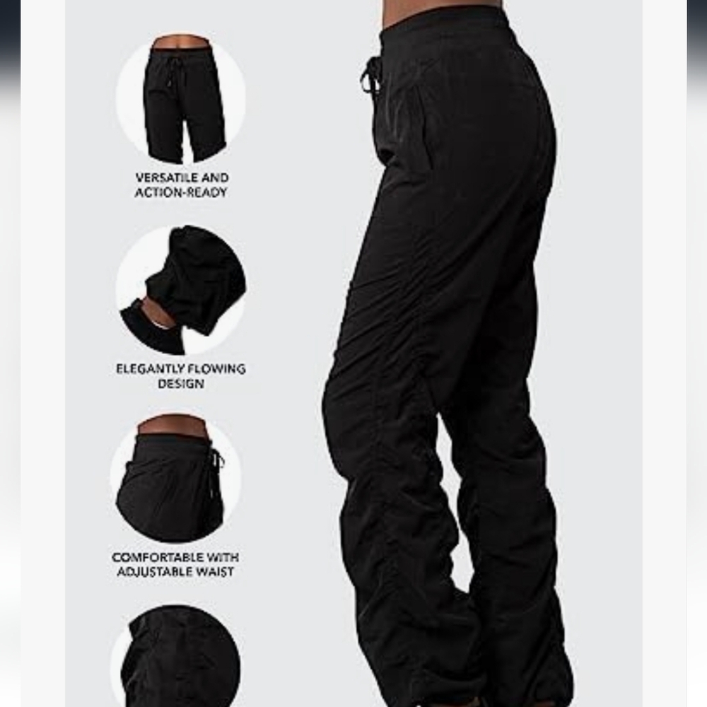 Kyodan Womens Woven Pant with Ribbed Waistband Front Pockets Adjustable